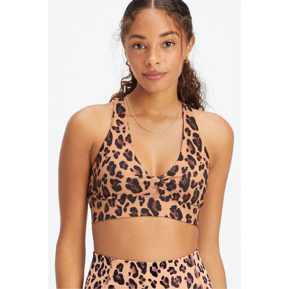NWT Fabletics Oasis Twist Cheetah Animal Print Sports Bra Size S Athleisure - Picture 1 of 11